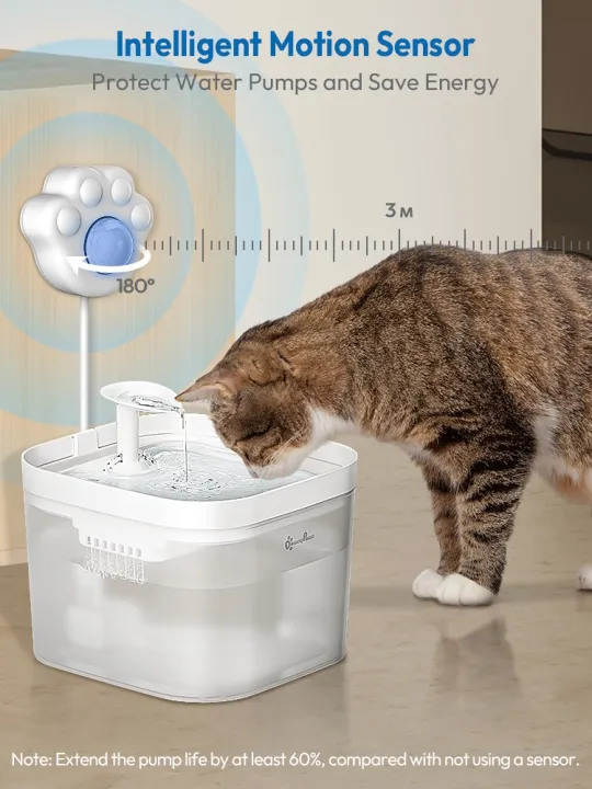 downypaws-2-2l-น้ำพุแมวอัตโนมัติที่ให้น้ำสุนัขตัวกรองโปร่งแสงสัตว์เลี้ยงดื่มน้ำที่ป้อนน้ำเซ็นเซอร์