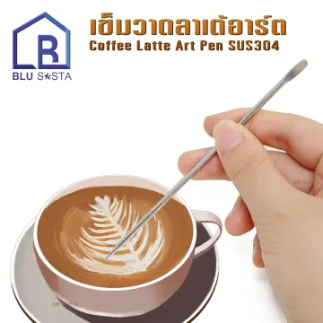 2Pcs 304 Stainless Steel Coffee Art Pen Barista Cappuccino Espresso Coffee  Decorating Latte Art Pen Fancy Cafe Tool