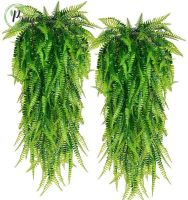 90cm Persian fern Leaves Vines Room Decor Hanging Artificial Plant Plastic Leaf Grass Wedding Party Wall Balcony Decoration Spine Supporters