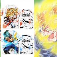 2023 NewSummer อะนิเมะเสื้อยืดชายหมึกสไตล์การออกแบบความรู้สึกแขนสั้น Super Saiyan สองมิติ