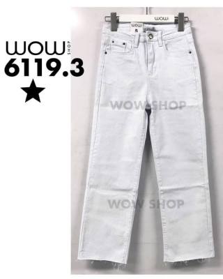 (ลดล้างสต๊อก)  กางเกงยีนส์ขายาวป้าย Wow Shop สีขาว รุ่น 6119.3