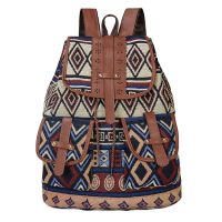 2023 High Quality Vintage Print Canvas Ethnic Backpack for Women Girls School Backpacks Drawstring Bohemia Travel Rucksack 【MAY】