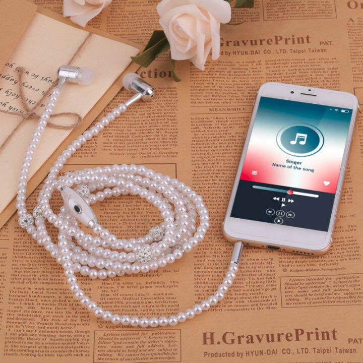 BAGUS Headset kalung mutiara berkabel Headphone inear 3.5mm Earbud