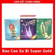 BỘ 3 BAO CAO SU SUPER GOLD gai,bi,râu mềm mại3hop 6chiec