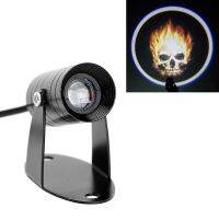 LEEPEE Fog Lamp Motorcycle Spotlight 3D LED Logo Light Ghost Rider Flaming Skull Logo Laser Projector Tail Lighting