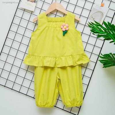 Girls suits the new 2023 summer two-piece fashionable western style cotton vest children web celebrity Fried street childrens clothes