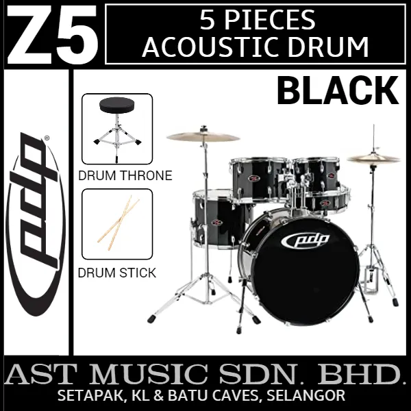PDP Z5 Drum Set (carbon black) with cymbal and throne Lazada