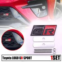 ป้ายโลโก้รถยนต์ โลหะ GR SPORT สำหรับติดกระจังหน้า รถยนต์ ขนาด 2.8 x 7.5 cm. พร้อมชุดติดตั้ง 1 ชุด