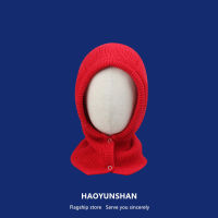 Japanese Designer Korean Hooded Bib Dual-use One Winter Cold and Warm Knitted Hat Lovers Baotou Hat