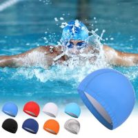 New 2023 Elastic Waterproof PU Fabric Protect Ears Long Hair Sports Swim Pool Hat Swimming Cap Free Size For Men &amp; Women Adults Swim Caps