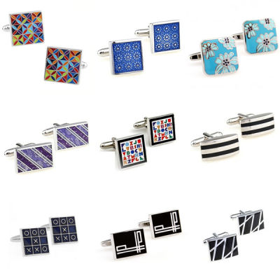 ขายร้อนเคลือบสีสันอีพ็อกซี่ Cufflink Cuff Link 1 คู่จัดส่งฟรีโปรโมชั่นใหญ่-Yrrey