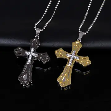 RIVETING JEWELRY 18K Gold Chain Style Plated Cross Pendant