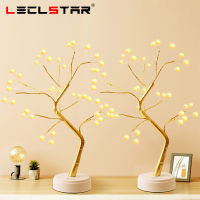 Leclstar LED Night Lamp Holiday Lighting Room Desk Bedroom Decor Tree Christmas Fairy Lights Dry Battery USB Operated Table Lamp