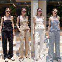 Nudeaholic ?? 9520 working women style ชุดเซทลุคสาวเก๋  เสื้อด้านหลังสม๊อคยางยืด สำหรับกางเกงทรงขาตรงเอวสม๊อคหลังยางยืด