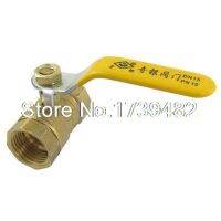 Female to Female 1/2 PT Threaded Yellow Lever Handle Brass Ball Valve