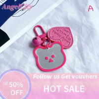 ?AngelCity ห่วงโซ่กุญแจกระจกรูปหมีน่ารักจี้ระฆังพวงกุญแจกระเป๋าเป้สะพายหลังรถเสน่ห์อุปกรณ์ตกแต่งกระเป๋า