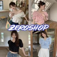 Zero shop?พร้อมส่ง? (Zero-60133)  เสื้อไหมพรม เปิดไหล่ ใส่ได้2แบบ ดีเทลระบายข้างๆสีพาสเทล -C