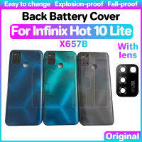 เคสกระจกฝาหลังปิดโทรศัพท์ด้านหลังสำหรับ Infinix Hot 10 Lite เคสด้านหลัง X657B ฝาหลังประตูกระจกกระจกเลนส์กล้องถ่ายรูป