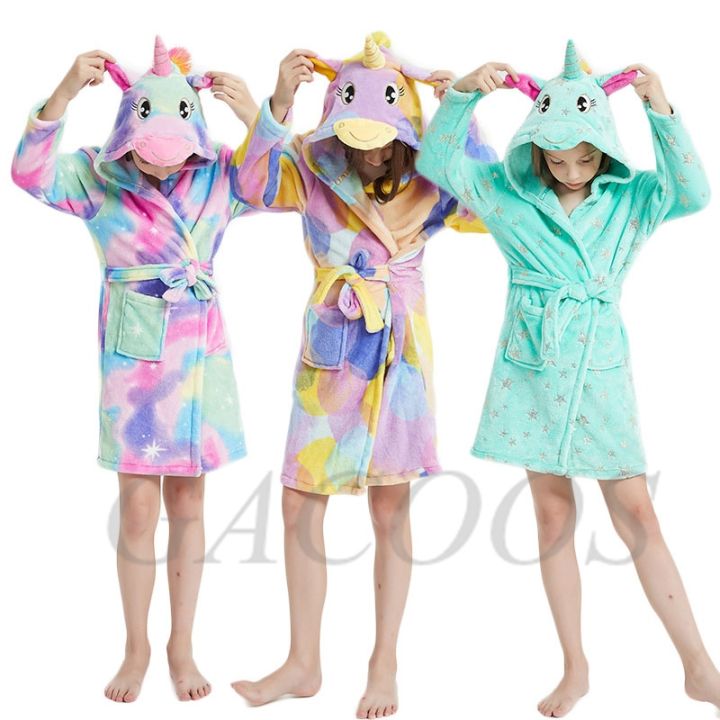 xiaoli-clothing-เด็ก-amp-39-s-เสื้อคลุมอาบน้ำเด็ก-amp-39-s-ยูนิคอร์นเสื้อคลุมสักหลาดสาวเสื้อคลุมอาบน้ำวัยรุ่นฤดูหนาวที่อบอุ่นชุดนอนแพนด้าสัตว์ชุดนอนเด็กเครื่องแต่งกาย
