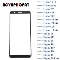 กระจกที่ตรวจจับ LCD ดิจิไทเซอร์สีดำสำหรับ Huawei Honor X10 Play 4T Pro 9X 8X 8C 30 30I 20 10 Lite 20I แผงเลนส์กระจกหน้าจอสัมผัส