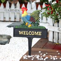 Vintage Four Birds On Cast Iron Grass Insert Sign Plaques Home Garden Yard Lawn Decor Cat Dog Rooster Plug-in Welcome Home Sign