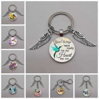 Handmade Blue Hummingbird Keychain Hummingbird Pendant Glass Art Glass Convex Key Ring Jewelry Key Chains