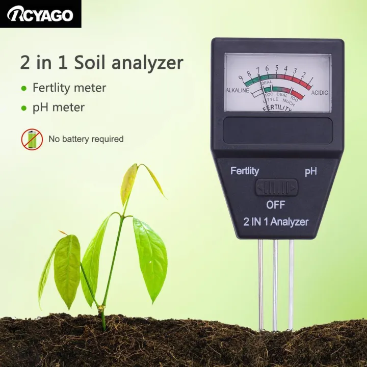 3pcs Soil PH Analyzer and Fertility Tester 2 in 1 pH Meter with 3