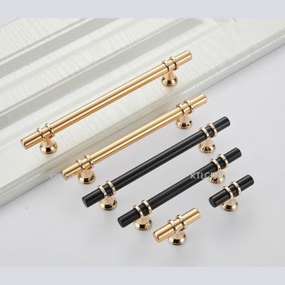 Cupboard Cabinet Hardware T Bar Zinc Alloy Wardrobe Closet Handle Black Gold Solid Kitchen Drawer Pull Box Knob