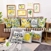 6pcs Lemon Pattern Summer Decorative Cushion Pillowcase Tropical Fruit Print Cushion Cover Cushion Pillow Sofa Decor Pillowcase