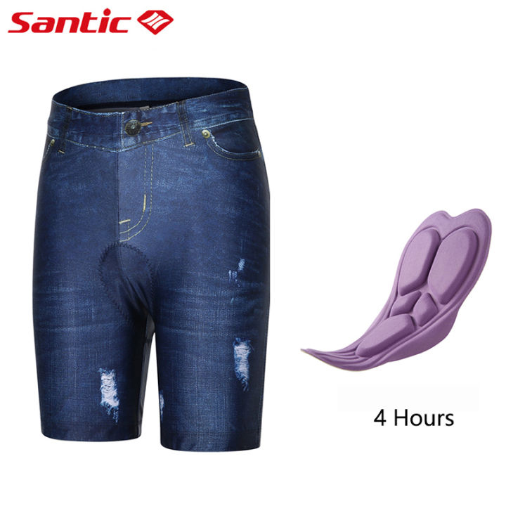 Santic Women Cycling Shorts Summer Shockproof 4D Padded Breathable Fashion Bicycle  Bike 1/2 Pants