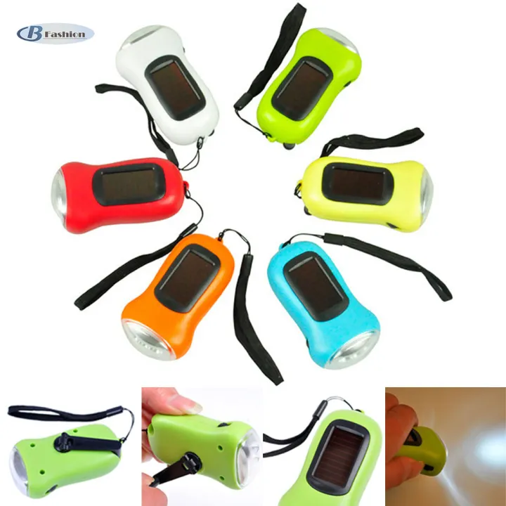 B-F Mini LED Hand Crank Dynamo Solar Power Rechargeable Carabiner ...