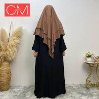 【YF】 Muslim Two Layer Wrinkle Crepe Khimar Hijab Ramadan Prayer Dubai Style Scarf Maxi Modest Women