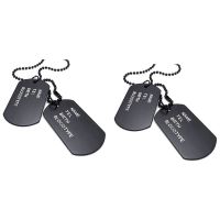 2X Men Chain 68cm Platelets Army Dog Tag Style Army League Black Jewelry Pendant Necklace (with Gift Bag)