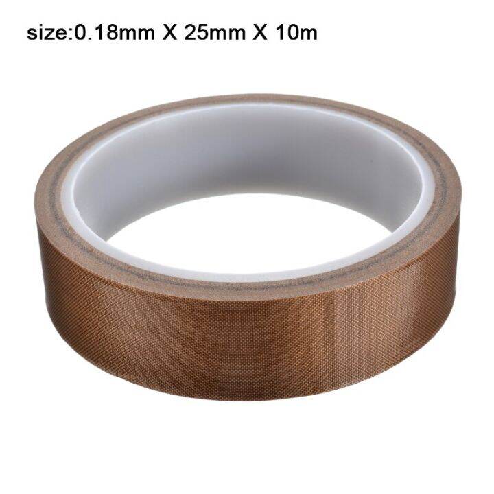 new-10m-brown-ptfe-tape-high-temperature-heat-resistant-adhesive-insulation-tape-low-friction-safe-tape-25mm-width-adhesives-tape