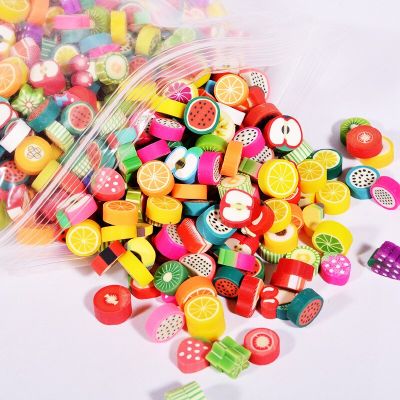 9mm Mixed Fruit Polymer Beads Middle Hole Soft Pottery Bracelet Necklace Decor Beads DIY Clothing Ornaments Accessories 30pcs