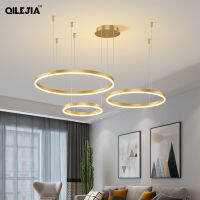 Modern Brushed Rings Led Chandelier Home Lighting Ceiling Mounted For Living Room Bedroom Hanging Lamp Gold&amp;Coffee Color Lights