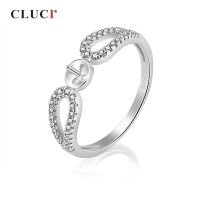 CLUCI Original Wedding Jewelry Cubic Zirconia Engagement Bague Jewelry Finger Rings For Women 925 Sterling Silver Pearl SR1062SB