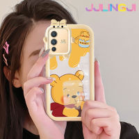 Jlingji เคสสำหรับ VIVO V23 5G S12 5G V23i 5G เคสการ์ตูนหมีน้ำผึ้งสีสันสดใสนิ่มสำหรับเลนส์กล้องมอนสเตอร์ตัวน้อยเคสมือถือกันกระแทกแบบใสเรียบง่ายฝาครอบป้องกันซิลิโคนความคิดสร้างสรรค์โปร่งใสเคส