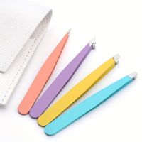 ✢✹  Colorful Hairs Slanted Brow Hair Removal Makeup Tools 4Pcs High-Quality Eyebrow Tweeze