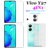 (4in1) สำหรับ Y36 Vivo Y27ที่มี2หน้าจอนิรภัยโปร่งใสฟิล์มแก้ว + ฟิล์มด้านหลัง + ฟิล์มเลนส์