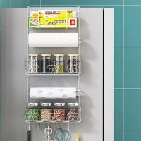 Kitchen Refrigerator Shelf Organizer Hanging Fridge Side Storage Racks Kitchen Wall Shelf Spice Organizers Paper Towel Holder