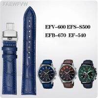 ¤ ปราศจากการติดตั้งแล้ว☇EFB-670หัวใจวัวสำหรับ Casio มหาสมุทร18มม. 20มม. 22มม. 530 EFV-600สำหรับสายรัดสร้อยข้อมือนาฬิกาหนัง S500สีดำสีน้ำเงิน