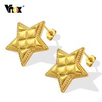 [YP] Vnox Star ต่างหูสตั๊ดสำหรับผู้หญิงหรูหรา18 K สีทองต่างหู Rhombus พื้นผิวป้องกันการแพ้หูเครื่องประดับ