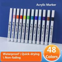 12-48 Colors Art Markers Acrylic Paint Marker Set Student Painting Pen Graffiti for Stone Disc Mobile Phone Case Shoe Glass