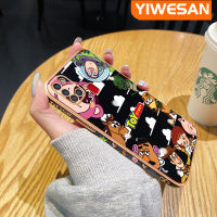 YIWESAN เคสปลอกสำหรับ Samsung Galaxy A21S,ขอบสี่เหลี่ยมซิลิโคนเคสมือถือชุบดีไซน์ใหม่ด้านข้างเคสกันกระแทกกล้องฝาปิดเลนส์เต็ม