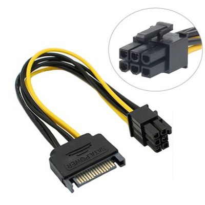 Video Card Express Power Supply SATA PCI-E Adapter Cable 15-Pin To 6-Pin