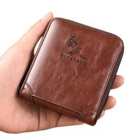 ZZOOI Fashion Classic Coin Purse Men Leather Zipper Wallet RFID Anti Theft Business Credit Card Holder Money Bag Wallet Men