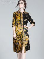 ☌✕ ocehrk Boho feminino floral impresso camisa vestido senhoras cetim de seda manga longa solta festa à noite vestidos praia verão