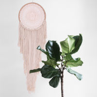 【cw】 New Simple Style Hand-Knitted Dreamcatcher Wooden Circle Hand Crochet Jacquard Tassel Home Wall Decoration Sofa Background Wall Hanging ！