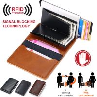 【CW】♟☽☞  ID Credit Bank Card Holder Wallet Luxury Brand Men Anti Rfid Blocking Protected Leather Small Money Wallets